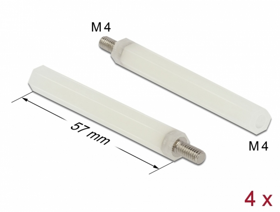 Imagine Set 4 distantiere M4 x M4 hexagon 57mm, Delock 60239